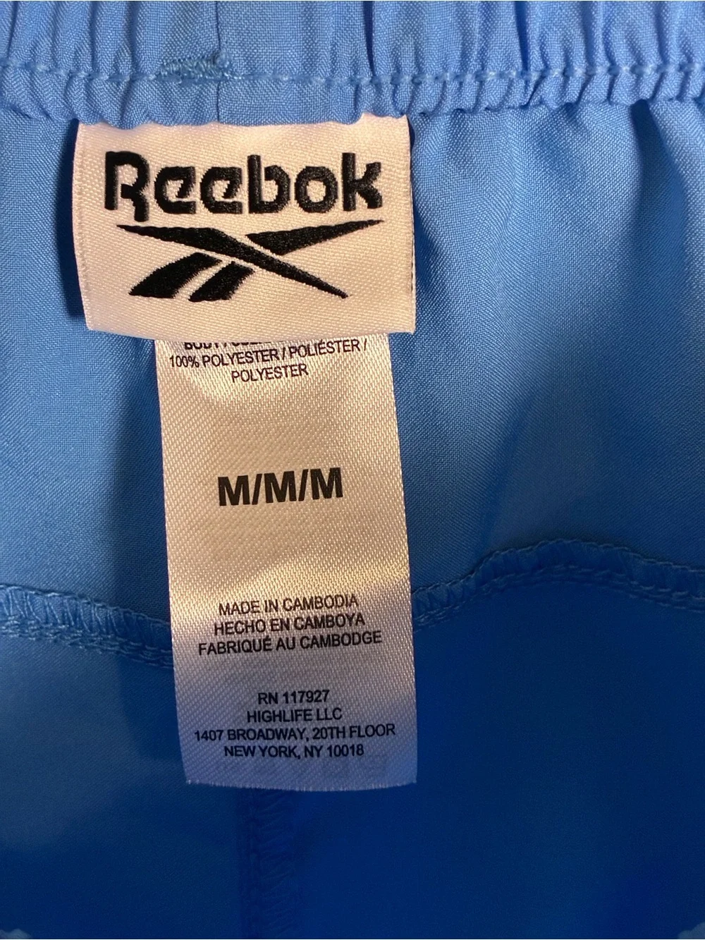 Reebok Men’s Light Blue Athletic Shorts with Drawstring